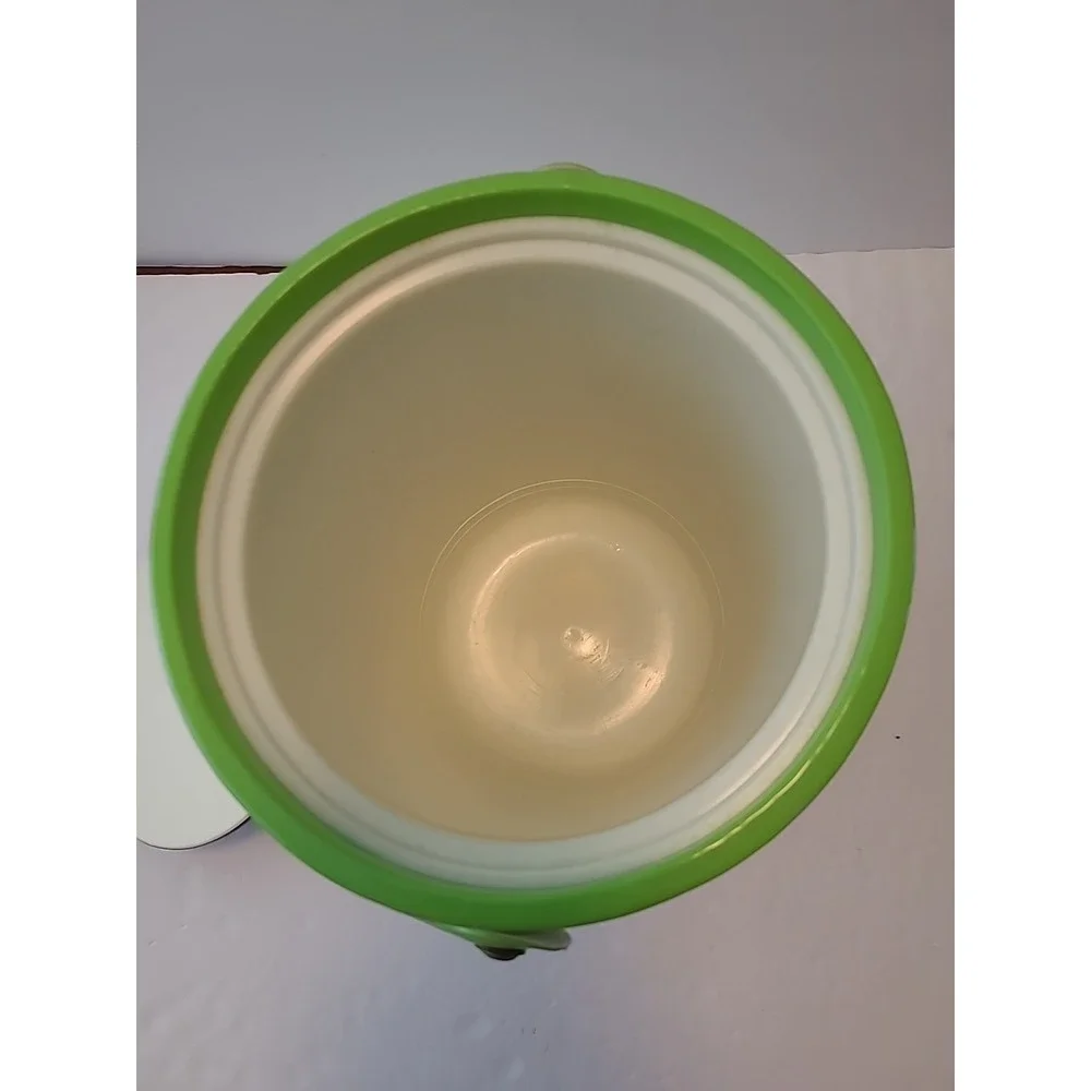 Vintage Ice‎ Bucket White Green Blue With Handle And Lid 12